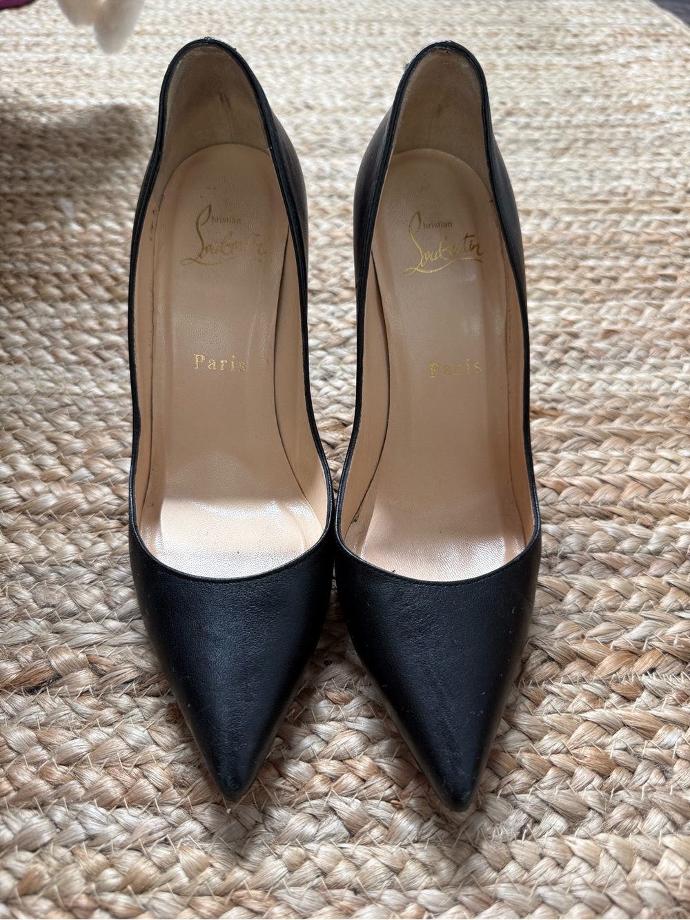 Christian Louboutin Black Pointed-Toe Classic Leather Pumps